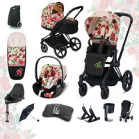 Cybex Priam III Spring Blossom (FULL SET) - Light - Matt Black
