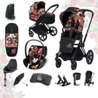 Cybex Priam III Spring Blossom (FULL SET) - Dark - Matt Black